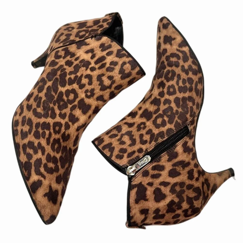 Circus by Sam Edelman Keri Leopard Print Pointed Toe Ankle Booties Women's 7M